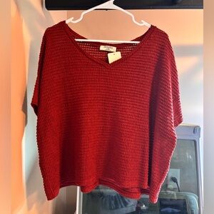 Zenana Outfitters Red Knit Crop Top